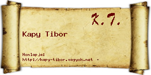 Kapy Tibor névjegykártya